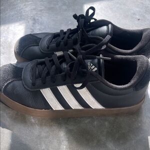 Adidas boys Black Sneakers with White Stripes